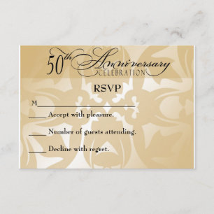 Damask Elegant 50th Anniversary RSVP Card