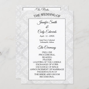 Damask Elegant Formal Wedding Program Programme