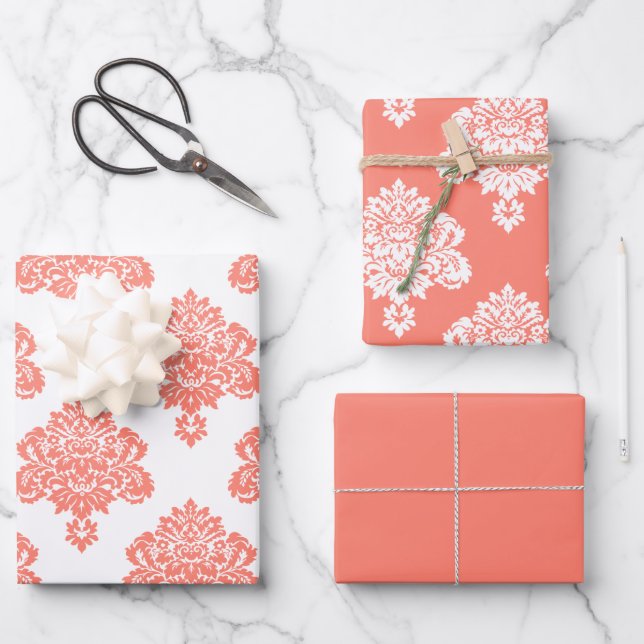 Damask Elegant Pattern Wrapping Paper Sheet (Front)