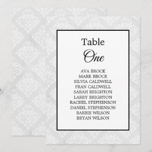 Damask Elegant Wedding Minimal Table Seating Chart