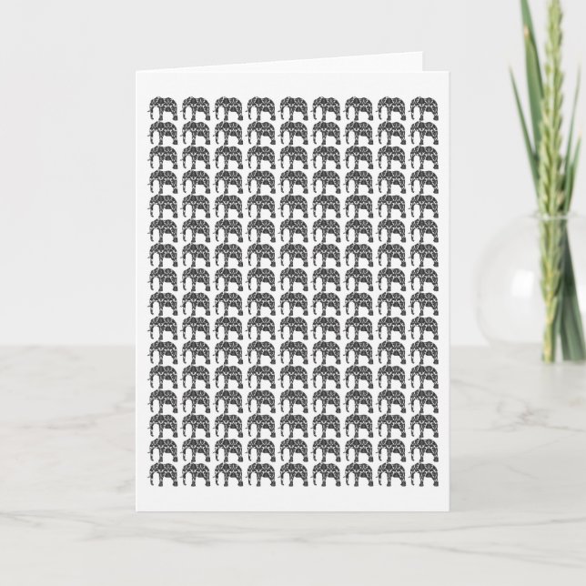 Damask Elephant Pattern Note Card (Front)