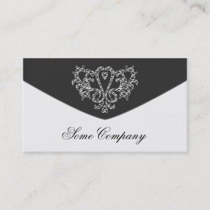 Damask Envelope Black And White Business Card