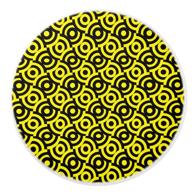 Damask Fabric Decorative Print Ceramic Knob (Front)
