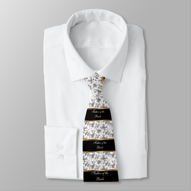 Damask, Father of the Bride, Black and Gold Tie (Tied)