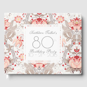 Damask Floral 80th Birthday Party Guest Book