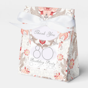 Damask Floral 80th Birthday Thank You Favour Box