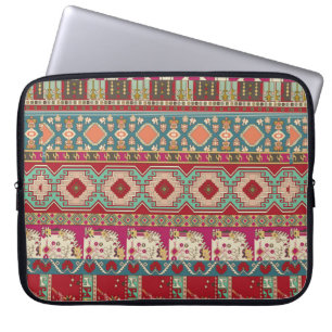 Damask, floral and geometric with colourful patchw laptop sleeve