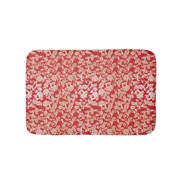 Damask floral background pattern bath mat (Front)