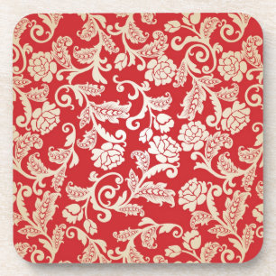 Damask floral background pattern coaster