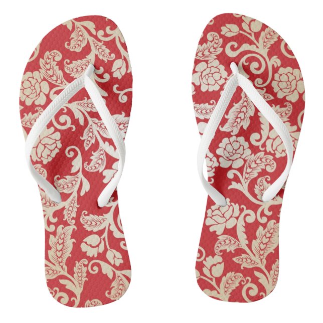 Damask floral background pattern flip flops (Footbed)