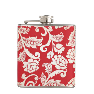 Damask floral background pattern hip flask
