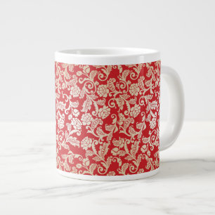 Damask floral background pattern large coffee mug