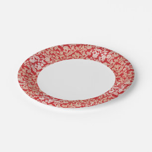 Damask floral background pattern paper plate