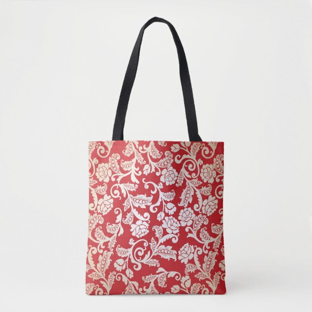 Damask floral background pattern tote bag (Front)