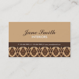 Damask Floral Elegant Retro Modern Professional Business Card