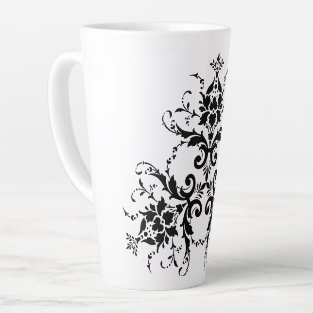 damask-floral-flower-flourish latte mug (Left Angle)