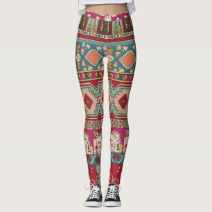 Damask Floral Geometric Colourful Patchwork Leggings