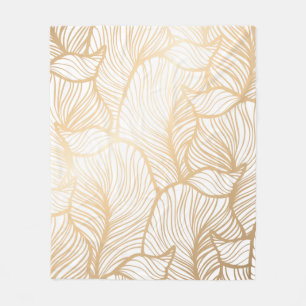 Damask floral gold Fleece Blanket
