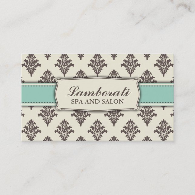 Damask Floral Pattern Elegant Modern Classy Retro Business Card (Front)