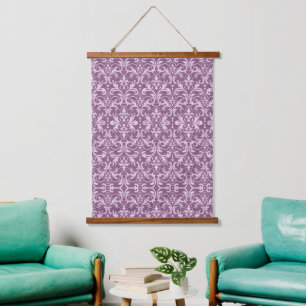 Damask Floral Pattern Flowers Purple Hanging Tapestry