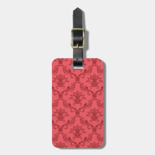Damask floral pattern luggage tag