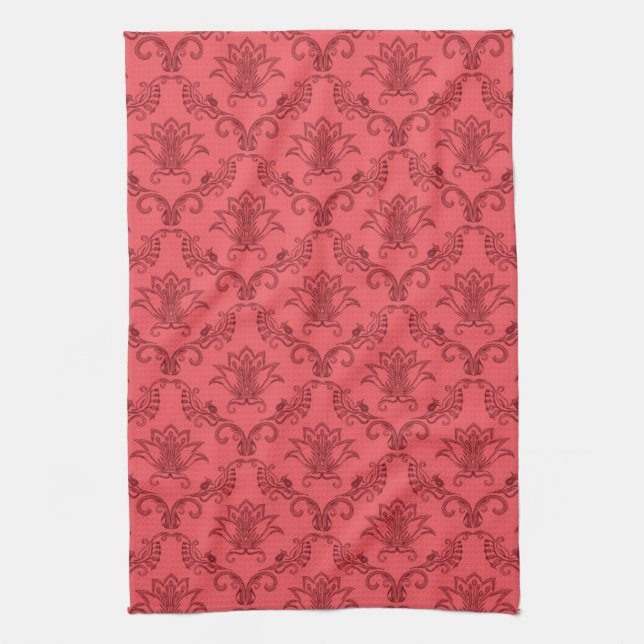 Damask floral pattern tea towel (Vertical)