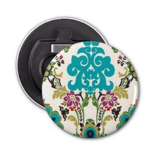 Damask Floral Patterns Plum Turquoise Bottle Opener