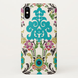 Damask Floral Patterns Plum Turquoise iPhone X Case