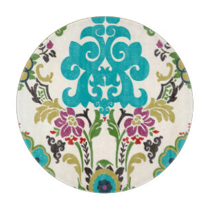 Damask Floral Patterns Plum Turquoise Cutting Board