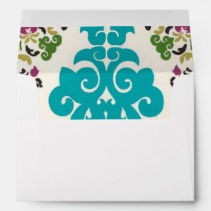 Damask Floral Patterns Plum Turquoise Envelopes