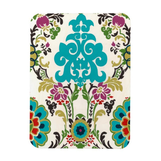 Damask Floral Patterns Plum Turquoise Magnet (Vertical)