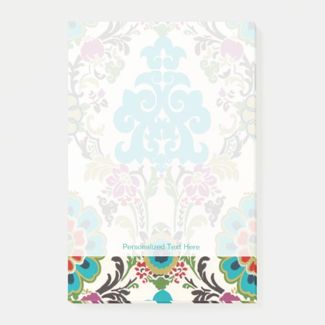 Damask Floral Patterns Plum Turquoise Post-it Notes (Front)