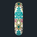 Damask Floral Patterns Plum Turquoise Skateboard<br><div class="desc">Turquoise,  plum,  green and purple floral patterns meet on a white background to bring this June Erica Vess damask print to life. Works as a gift for yourself,  a friend,  or a family member.</div>