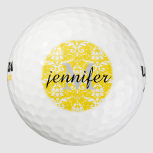 Damask Floral Personalised Monogram Name Colour Golf Balls