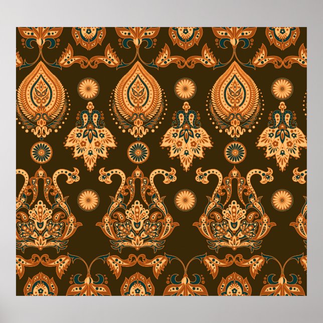 Damask Floral: Seamless Vintage Style Poster (Front)