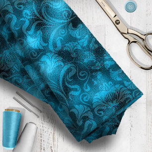 Damask Floral Shimmer Turquoise Blue ID461 Fabric