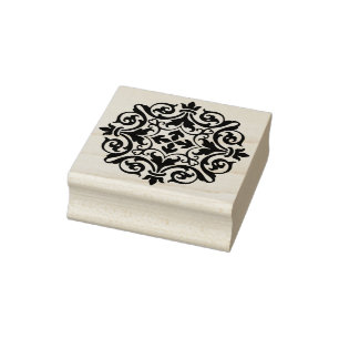 damask flowers silhouette art stamp