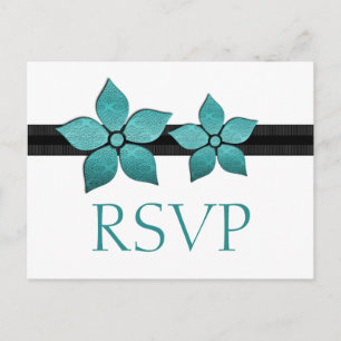Damask Flowers Striped Border RSVP Card