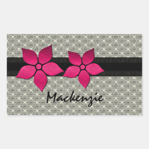 Damask Flowers Striped Border Stickers