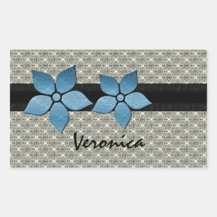 Damask Flowers Striped Border Stickers