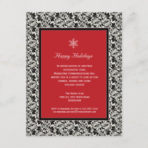 Damask Framed Holiday Party Invitation