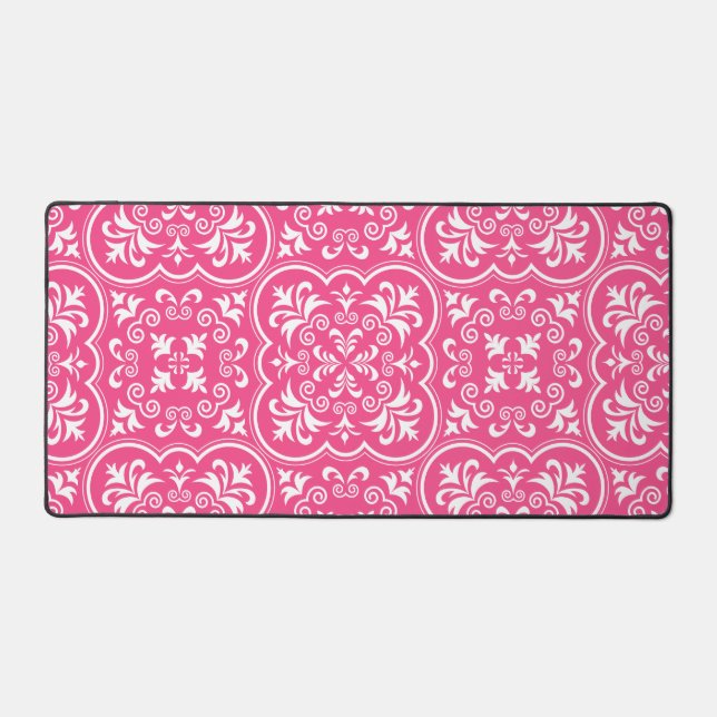 Damask French Rose Colour Desk Mat (Front)