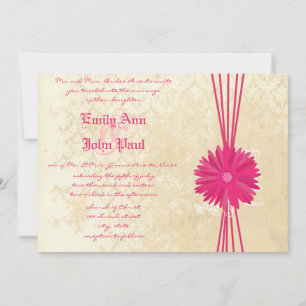 Damask Fuchsia Gerber Daisy Wedding Invitation