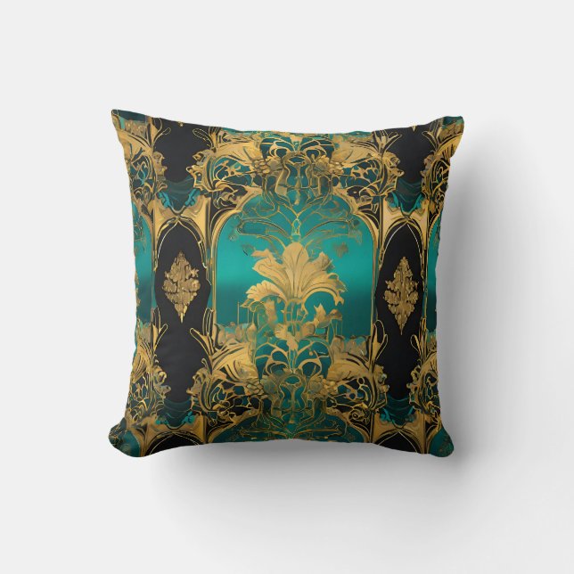  Damask Fusion: Victorian Meets Cyberpunk Cushion (Front)
