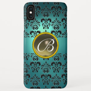 DAMASK GEM MONOGRAM blue black grey iPhone XS Max Case