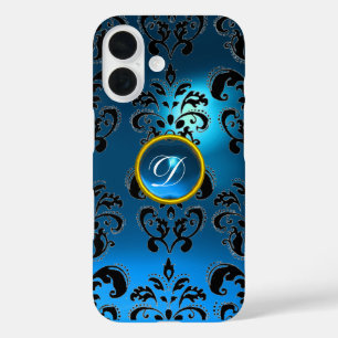 DAMASK GEM MONOGRAM blue iPhone 16 Case