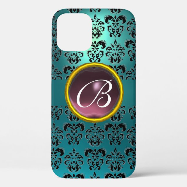 DAMASK GEM MONOGRAM blue purple Case-Mate iPhone Case (Back)