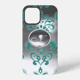 DAMASK GEM MONOGRAM blue white iPhone 12 Case