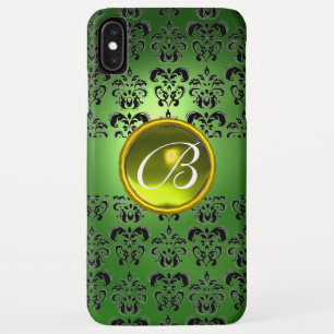 DAMASK GEM MONOGRAM green black yellow iPhone XS Max Case