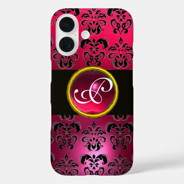 DAMASK GEM MONOGRAM Pink Red Ruby Case-Mate iPhone Case (Back)